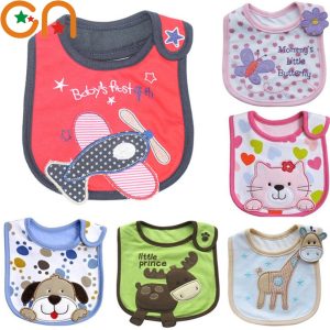 4 piece/Lot Baby cotton bibs Kids Girl Boy Children Cartoon waterproof Dinner Feeding bib Infant Newborn Burp Cloths apron CN