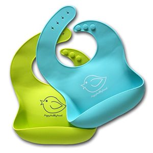 Silicone Baby Bibs Easily Wipe Clean – Comfortable Soft Waterproof Bib Keeps Stains Off, Set of 2 Colors (Lime Green/Turquoise)